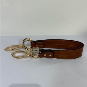 Brown Bag Leather Keychain with Gold Accents